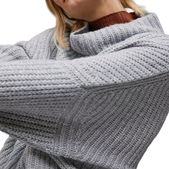 Anthropologie Maeve Athena Cowl Neck Sweater Small Grey Thick Knit Cropped - Picture 4 of 12